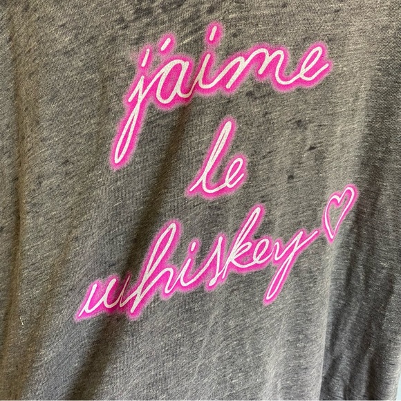 Chaser I Love Whiskey  "jaime le whiskey" Grey V Neck Tee NEW - Picture 6 of 14